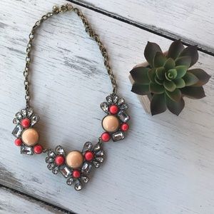 🧡Peach/Coral Jeweled Statement Necklace🧡